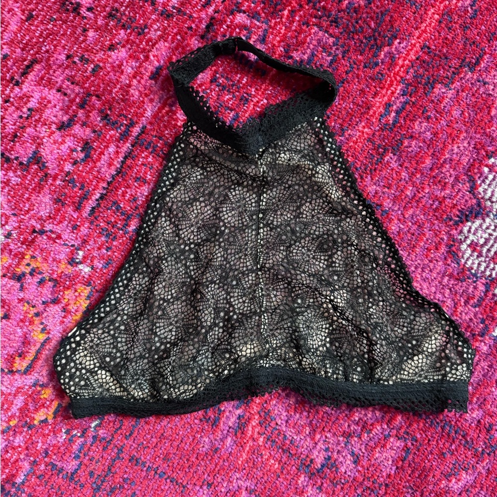Black Lace Halter Bra
